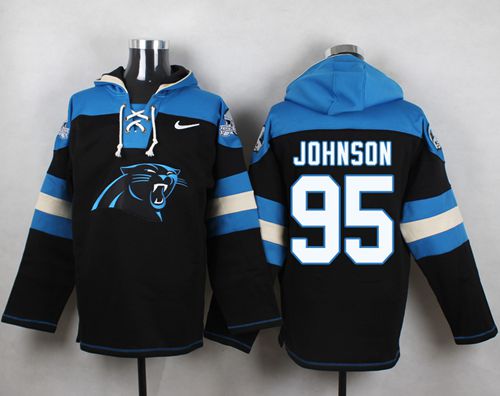 Nike Panthers #95 Charles Johnson Black Player Pullover NFL Hoodie
